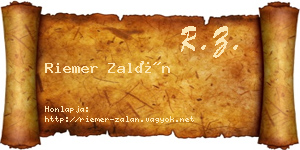 Riemer Zalán névjegykártya