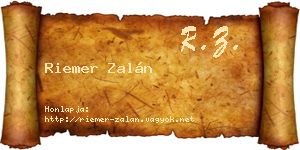 Riemer Zalán névjegykártya